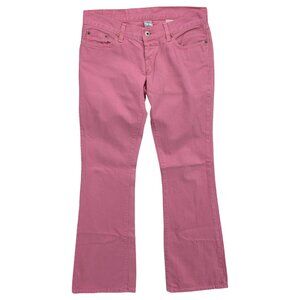 Lucky Brand Lil Maggie Flare Jeans Womens Pink Cotton Button Fly Low Rise Size 4